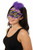 Purple Black & Gold Eye Mask with Tall Feather & Stone Masquerade Fancy Dress