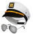 Police Sargeant Sailor Captain Airline Pilot Peaked Hat & Glasses Fancy Dress