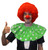 Polka Dot Clown Collar With Red Afro & Nose Circus Fancy Dress Accessory Set