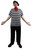 Adults Frenchman Mime Artist Black & White Top Beret Neckerchief & Moustache France Themed Fancy Dress Costume [Standard] [Black & White Stripe Top, Black Beret, Red Neckerchief & Moustache]