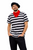 Adults Frenchman Mime Artist Black & White Top Beret Neckerchief & Moustache France Themed Fancy Dress Costume [Standard] [Black & White Stripe Top, Black Beret, Red Neckerchief & Moustache]