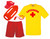 Mens Life Guard Unisex T-Shirt Shorts Float & Whistle Beach Fancy Dress Costume