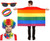 Adults LGBTQ+ Multicoloured Gay Pride March Month Fancy Dress 4 Piece Kit