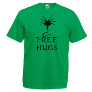 Adults Free Hugs Alien Face Hugger Xenomorph Science Fiction Horror Movie Unisex Green T-Shirt