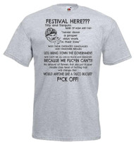 Adults Farmer Jim Funny Festival Peace Harmony Rant Comedy TV Unisex Grey T-Shirt
