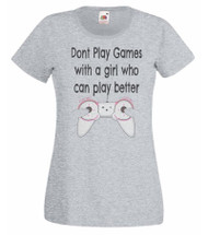 Womens Don't Play Games Wagatha Rooney Celebrity TV Quote Lady Fit Grey T-Shirt