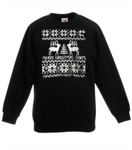 Adults Rude Humour Merry Christmas Reindeer Black Unisex Christmas Jumper