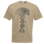 Mens Khaki Tree Of Life DNA T-Shirt Human Genetic Code Sacred Geometry Top