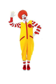 Mens Ronald The Fast Food Clown Red & Yellow Fancy Dress Costume Without Shoes