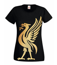 Ladies Black Scouse Liverpool Liverpudlian Liver Bird Logo YNWA T-Shirt