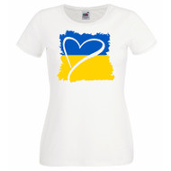 Ladies White Heart Goes Out to Ukraine Hand Drawn Love Heart T-Shirt