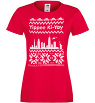 Womens Yippee Ki Yay Christmas New York Movie Xmas Red Lady Fit T-Shirt