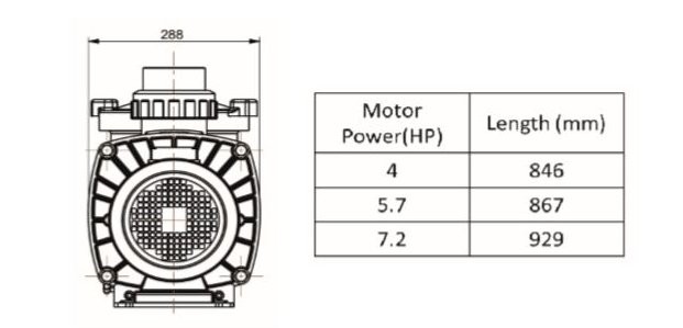 Hydrostar Mk4 Commercial Swimming Pool Pump dimensions table