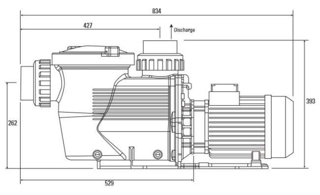 Certikin Hydrostar Commercial Swimming Pool Pump side view dimensions