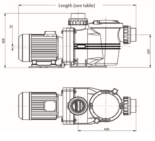 Hydrostar Mk4 Commercial Swimming Pool Pump dimensions