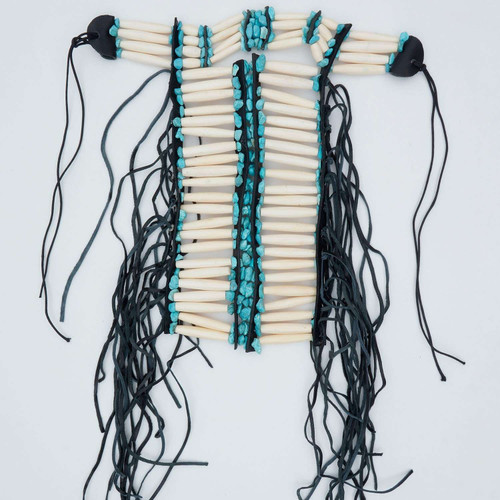 Natural color Buffalo Bone Turquoise Breastplate Choker Necklace Native Jewelry