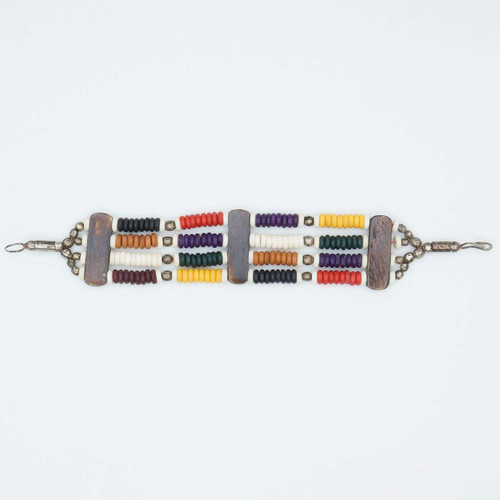 4 row line Buffalo Bone multi color tire beaded Native American bracelet anklet