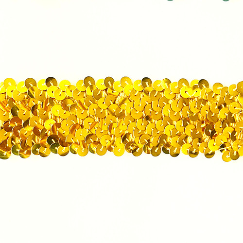 yellow gold stretch sequin trim lace by the yard
