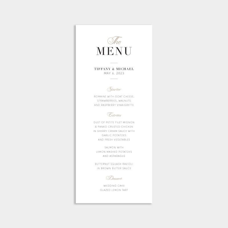 Elegant Love Menu