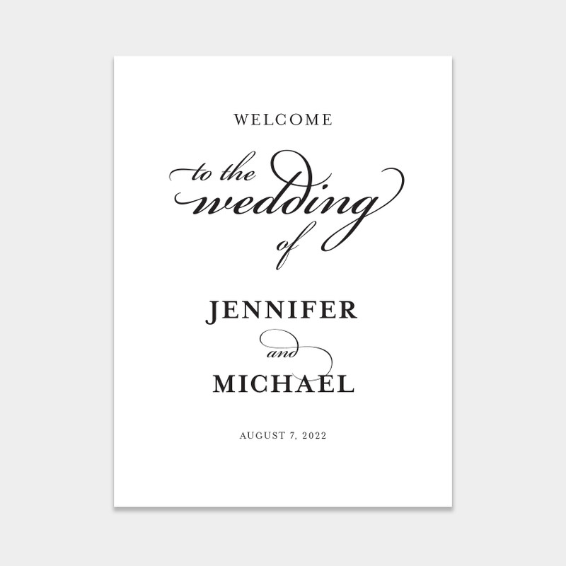 A classic and timeless wedding welcome sign with an elegant script font.