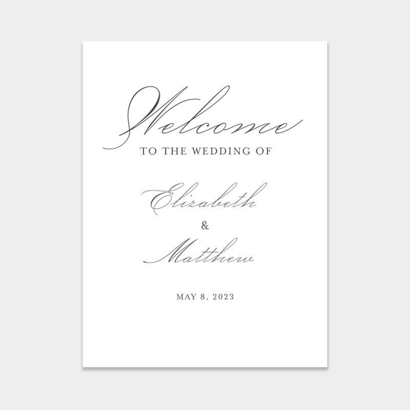 Simply elegant welcome wedding sign with classy script font.