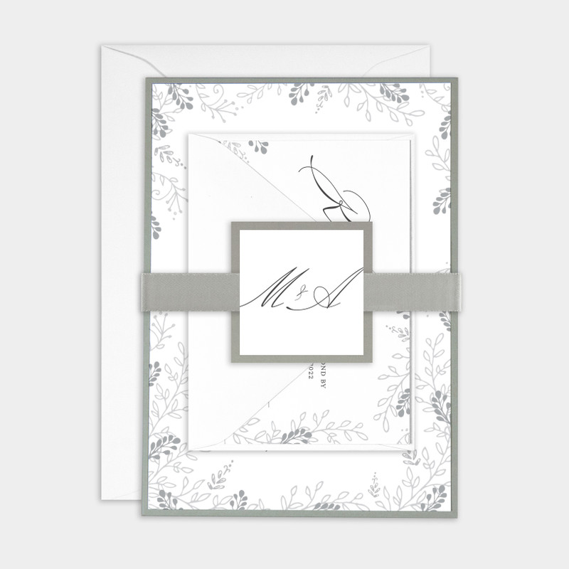 Vines Monogram Invitation Sample