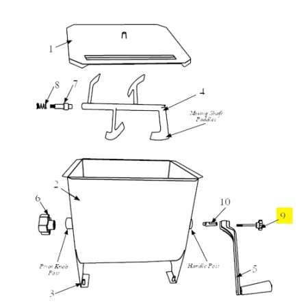 Meat Mixer 20 lb - Handle Retaining Knob_36-1910