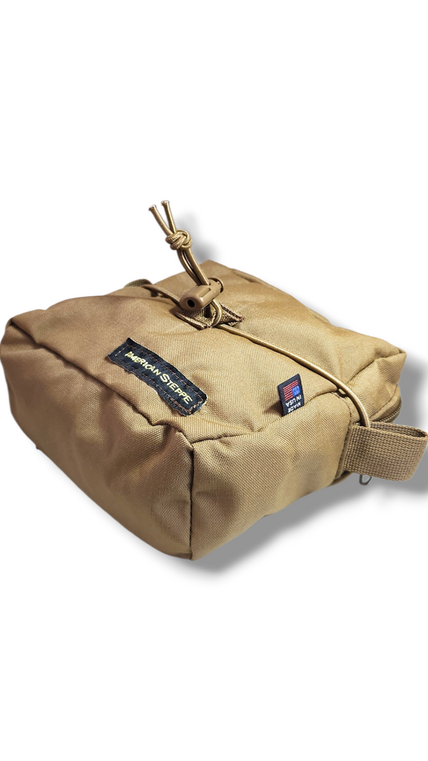 Kids hunting side pouch in coyote brown durable fabric.
