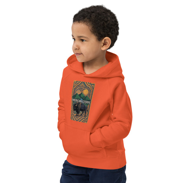Eco-friendly children’s hoodie with front pouch pocket.