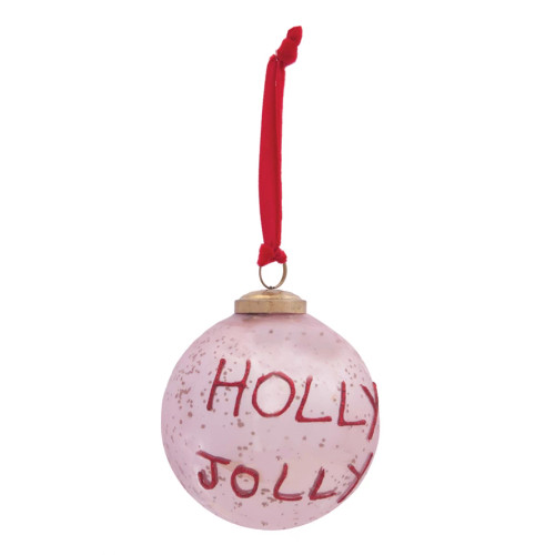 Holly Jolly Glass Ornament