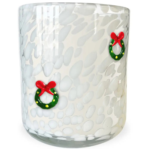 Mistletoe Wreath Icon Glass Candle