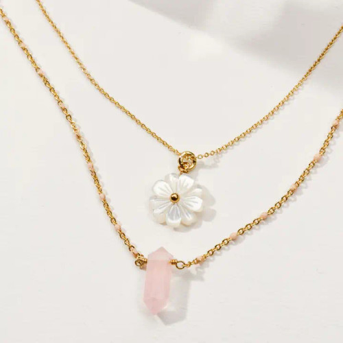 Luna Norte Blooming Necklace Set- Pink