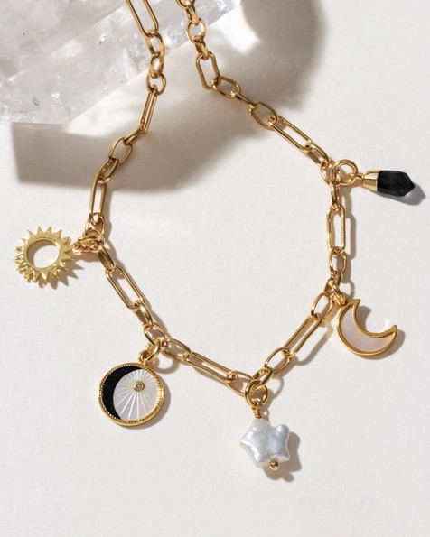 Luna Norte Charm Necklace- Onyx & Moonlight