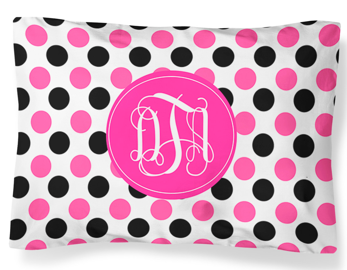 pink polka dot pillowcase