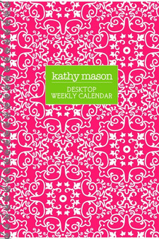 Weekly Planner Spiral Notebooks-French Damask-Pink