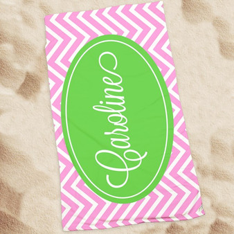 Beach Towel-Pink Chevron