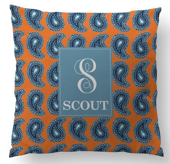 Pillow- Orange Denim Paisley