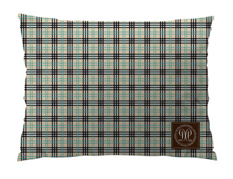 Dog Bed  -JP-Black with Turquoise Plaid