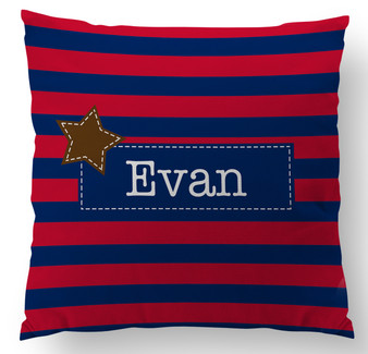 Pillow-Red and Navy Rugby Stripe