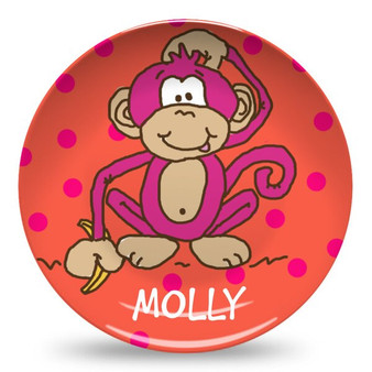 Microwave Safe Dinnerware Plate-Hot Pink Monkey