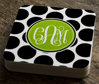 Paper Coaster- Black and White Polka Dots