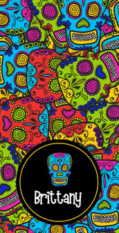 Beach Towel-Comic Skulls