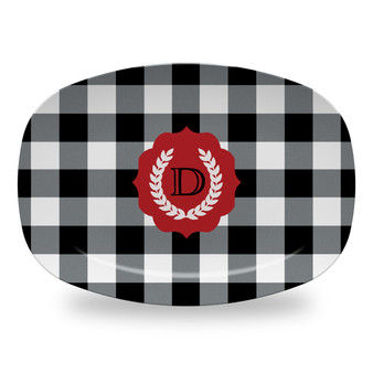 Microwavable Platter - Buffalo Plaid Black and White