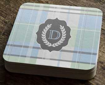 Paper Coaster - Light Blue Plaid