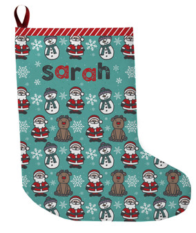 Stocking - Frosty Rudolph Santa Pattern