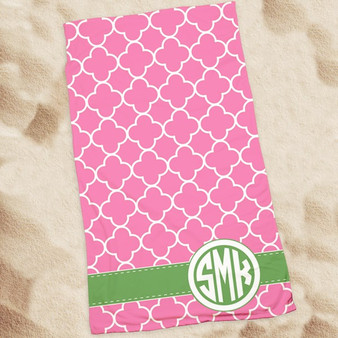 Beach Towel-Raspberry Clover