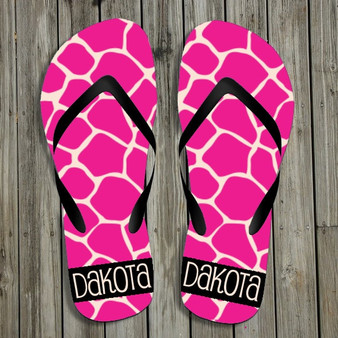 Flip Flops-Pink GIraffe