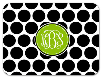 Cutting Board - BW Polka Dots Circle Monogram