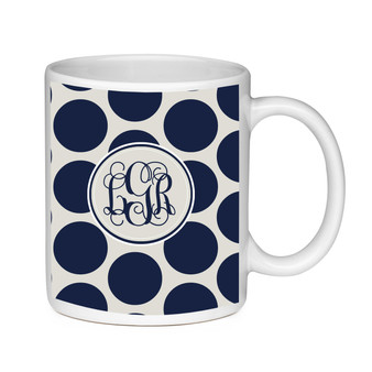 Coffee Mug-Navy and Khaki Dots