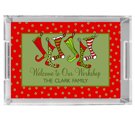 Acrylic Tray- Holiday Stockings